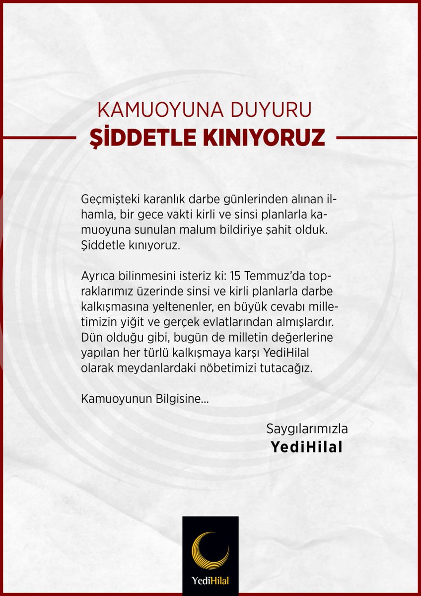 KAMUOYUNA DUYURU: ŞİDDETLE KINIYORUZ!