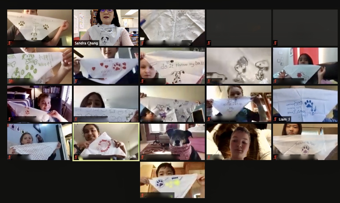 MrsChangGrove's tweet photo. 4th grade readers made pet bandannas for completing their week 3 reading goals for Grove's Family Reading Program! The bandannas are for their pets or to donate to a pet shelter! We have some lovely designs and cute pets!  🐶 🐈 #FamilyReadingProgram #ThePetWar @GroveAve220 https://t.co/DphKMIjtqK
