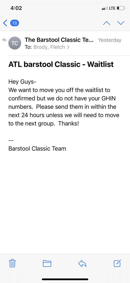 BrodySelf's tweet photo. @RiggsBarstool @BarstoolClassic I replied to this. But never got anything back. Don’t wanna miss our chance. Thanks https://t.co/1WiCiTkafj