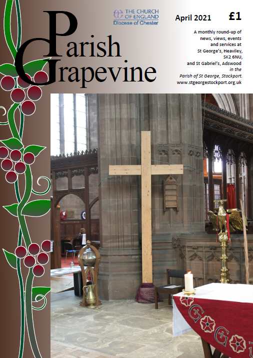 The April issue of the Parish Grapevine is available to download from the green button in the middle of our homepage: stgeorgestockport.org.uk

This month including a groan-inducing selection of puns...

Subscription donations gratefully received at uk.virginmoneygiving.com/donation-web/c…