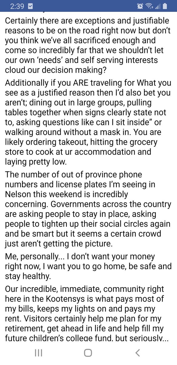BrittnyAnderso's tweet photo. A local restaurant owner made the tough decision to shut down on a Saturday over a long weekend because most of his patrons were tourists and they were being unsafe towards his staff and other patrons. 
Please only travel if necessary! 
Please retweet
#covid
#bcpoli https://t.co/5QS4RcJukV