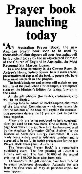 Happy 43rd birthday #AAPB 🎉🎂 An Australian Prayer Book, officially launched on 5 April 1978: