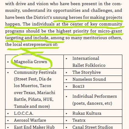 We're proud of our founder Jesse Rodriguez aka <a href="/MagnoliaGrown/">Magnolia Grown</a> and grateful for the acknowledgement of his contribution to the arts &amp; culture in #Houston <a href="/EastEndDistrict/">East End District</a> @WeingartenArtGp . Cultural Arts Strategic Plan--tinyurl.com/3vm66j2f