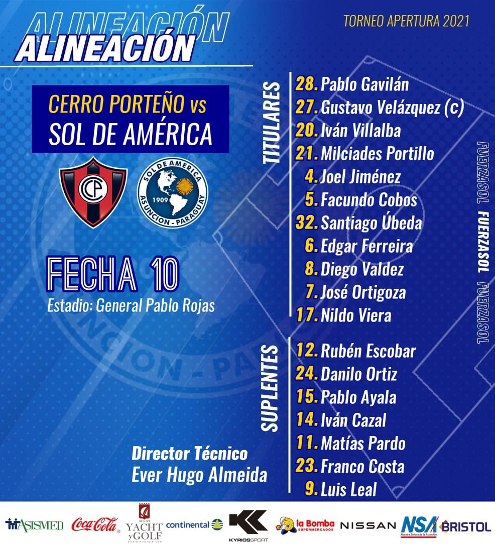 Juliosaza's tweet photo. Están confirmados los equipos:
#CerroPorteño vs #SoldeAmérica
#TorneoApertura
#DecimaFecha https://t.co/roM08My5IR
