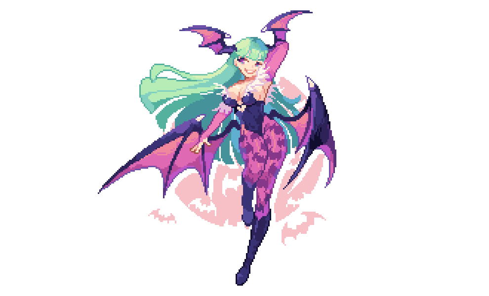 finch@illufinchのイラスト267/348］「morrigan darkstalkers #pixelart #ドット絵 」 .