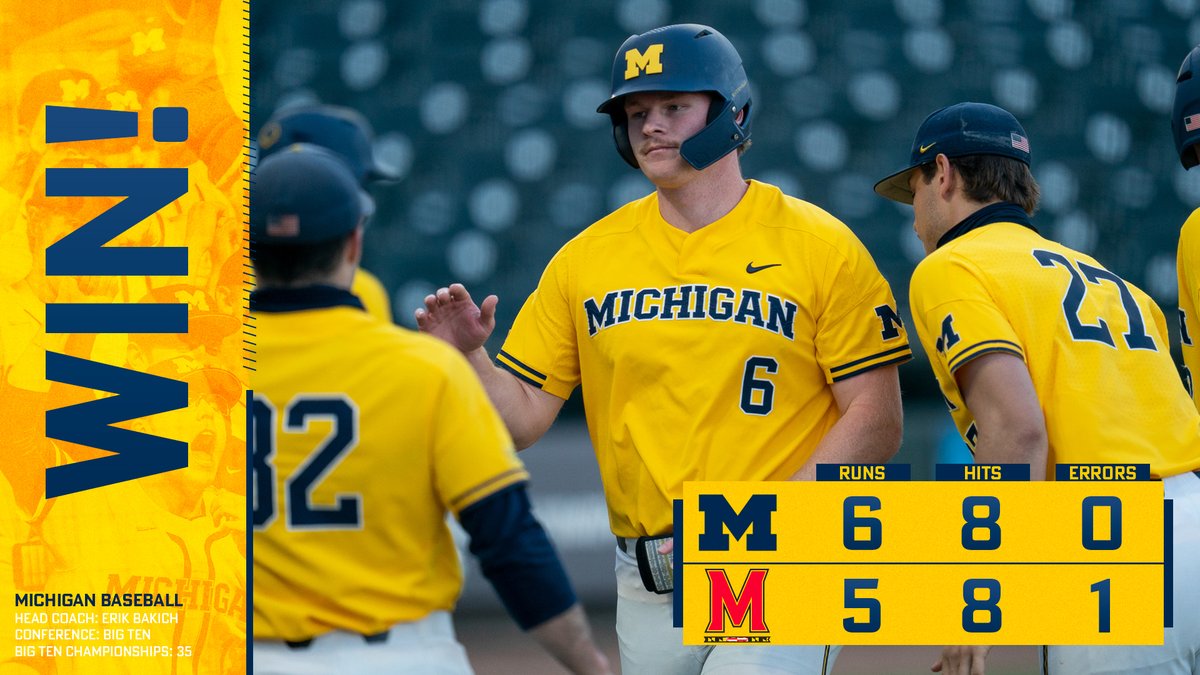 umichbaseball's tweet photo. MICHIGAN WINS!

Zimmerman's pinch-hit 9th inning homer is the difference! #GoBlue https://t.co/W1ck4cd62u