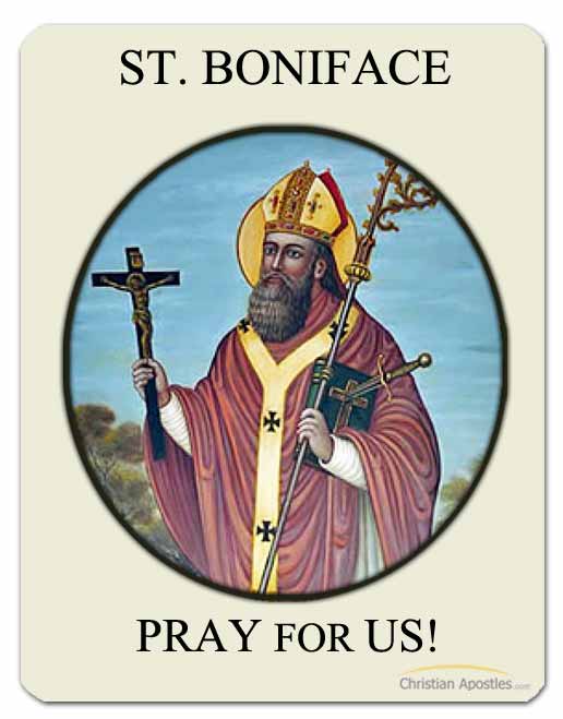 Today is St. Boniface's feast day.
Patronage: Germany, Tailors &amp; Brewers
At only age five, St. Boniface longed to join the religious life. His father would not allow it, until he became ill, which he thought was a sign to let his son pursue his vocation.
christianapostles.com/st-boniface/
