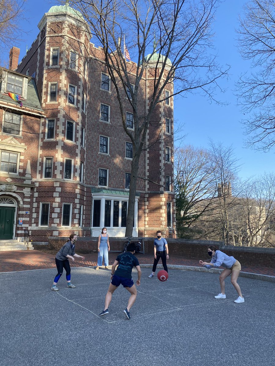 Wellesley's tweet image. Relaxing during spring break includes a game of four square! #TimeForABreak