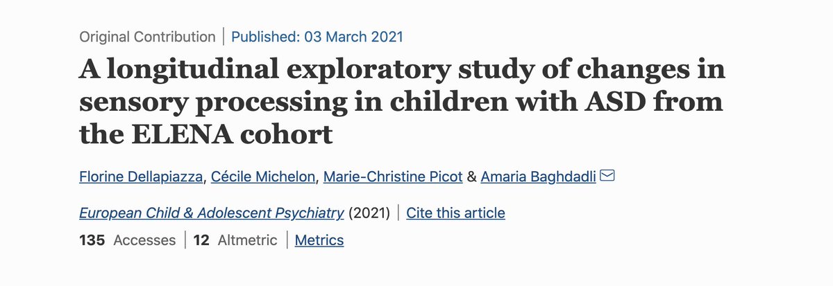 SINetwork's tweet image. This longitudinal study investigate the course of #SensoryProcessing among children with #AutisticSpectrumDisorder and identified clinical variables associated with changes. 

bit.ly/3ua6UoK