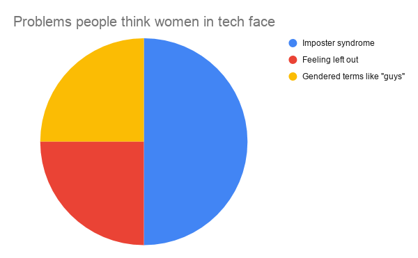 Problems people think women in tech face, a pie chart