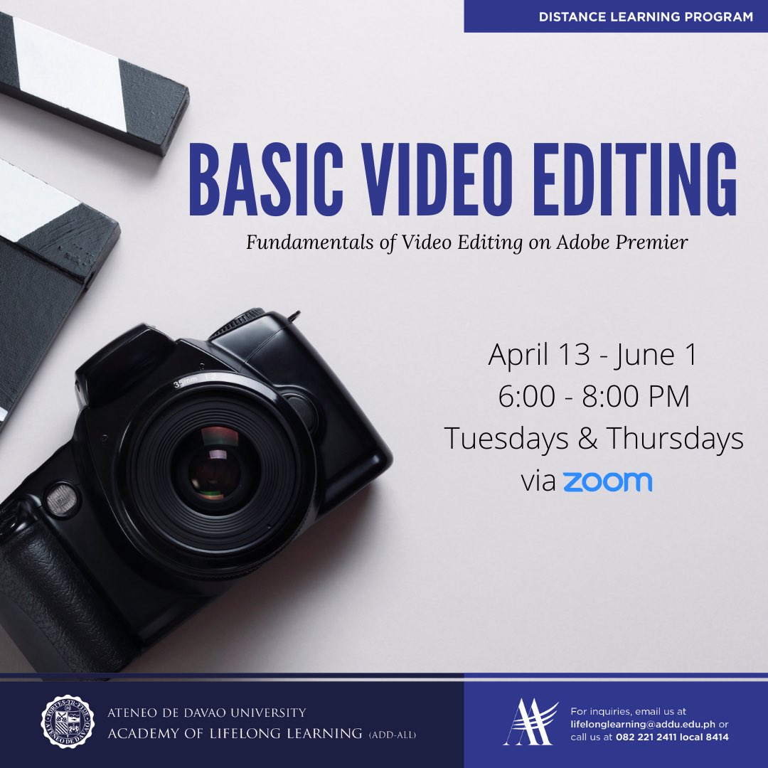 addu_all's tweet photo. If you want to start learning how to edit your footage or even start vlogging, then this course will definitely help you out!

This course will be utilizing Adobe Premier Pro as the main video editing software. Enroll for only P3,500.00! DM us now 📹 https://t.co/mF06tdGBzd