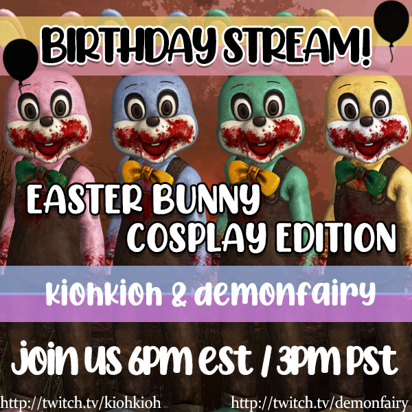 tshroomfairy's tweet photo. Join me and @kioh_kioh Monday April 5th for a Birthday Stream!!!!! 6pm est/3pm pst. See you there! https://t.co/LtWMS0mt47