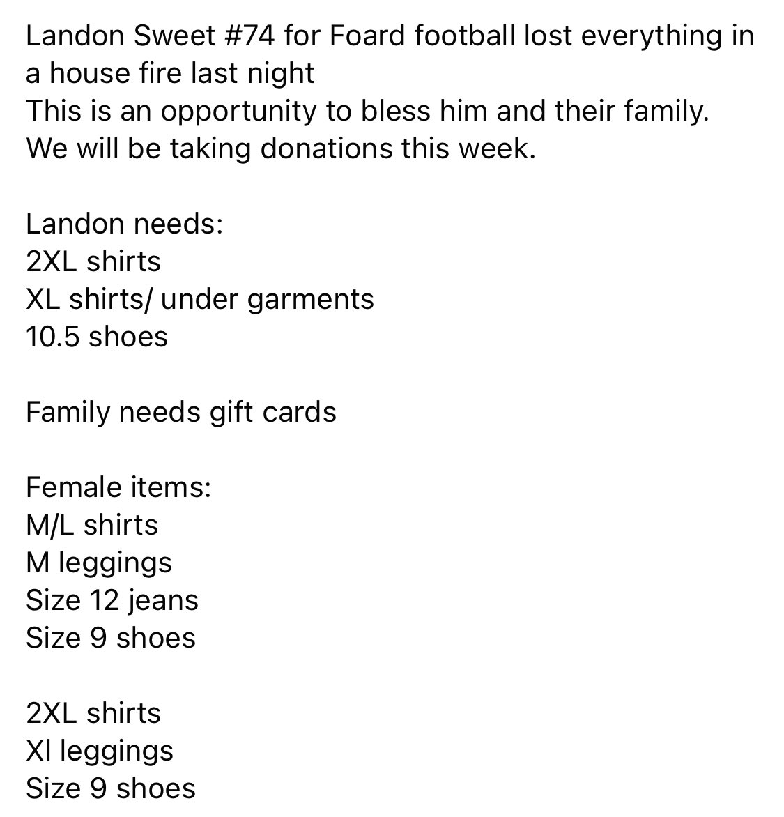 EastBurkeFB's tweet photo. Call on our East Burke Football Community to help: https://t.co/renQRGFzRa