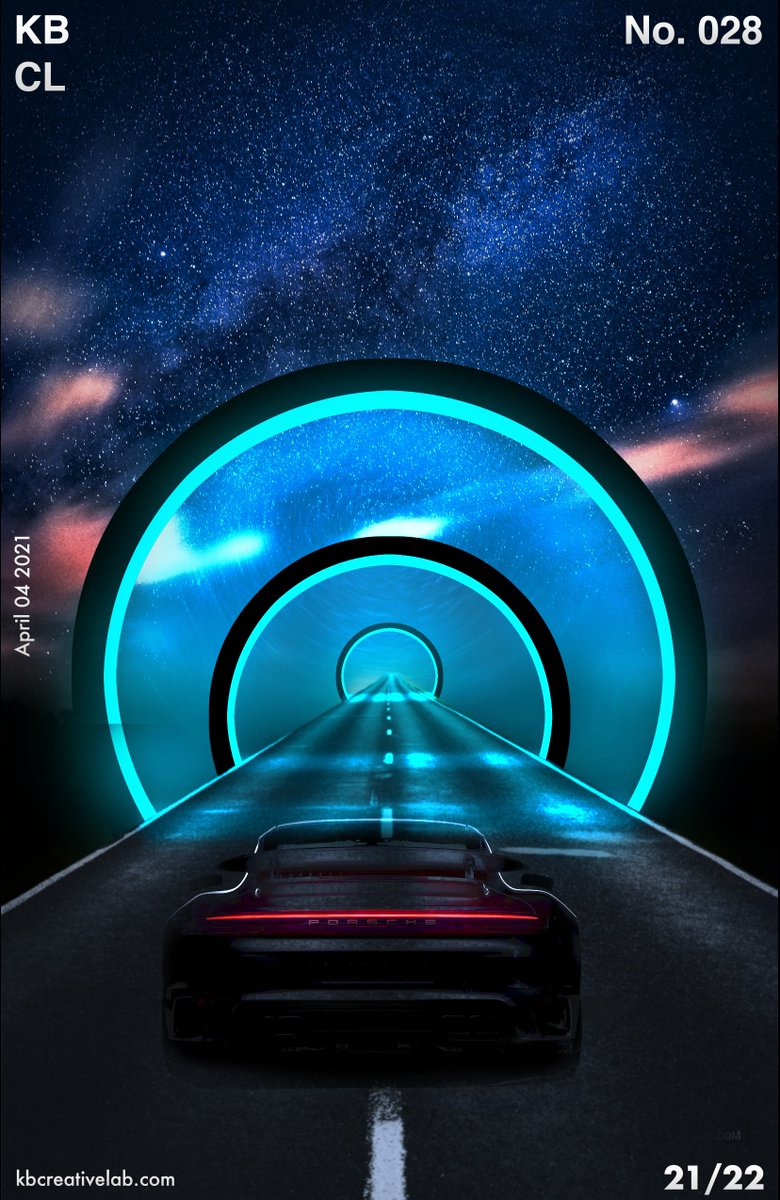 KBoudjelloud's tweet photo. Day 028 / A poster a day, Space Portal featuring my dream car. https://t.co/paEa1Av1Dt