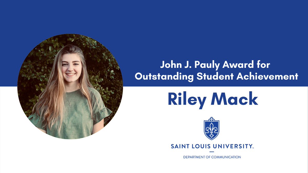 Our next award recipient spotlight is senior <a href="/rileymack13/">riley</a>, winner of the John J. Pauly Award for Outstanding Student Achievement. This award honors graduating seniors who hope to put their communication education in the service of democracy.

Congratulations, Riley! 👏