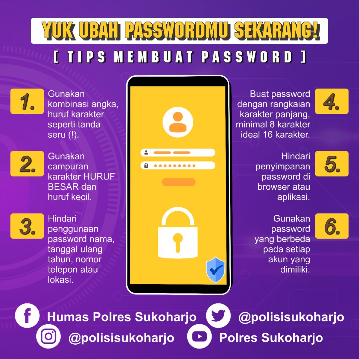 PolisiSukoharjo's tweet photo. Halo sobat Polri dimanapun berada...
.
Ayo Update Passwordmu Berkala biar lebih aman.
.
Yuks simak cara merubah pasword.
.
#infopolisisukoharjo
#polisisukoharjo
#sukoharjomakmur
#infosukoharjo
#beritasukoharjo
#netizenindonesia
#netizenbijak https://t.co/ZQzxYZRJMR