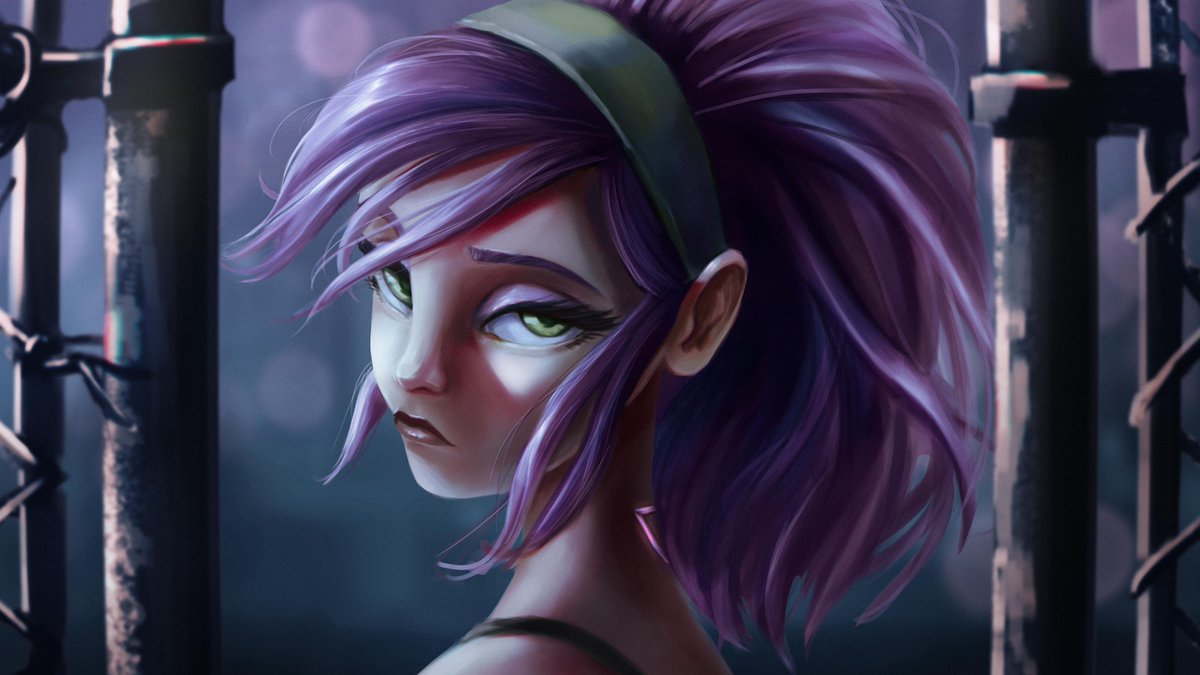 Just finished this piece, not the usual mood of Purple, but felt like she might have bad days where no matter the effort, crap in the world doesn't seem to decrease. #ArtistOnTwitter