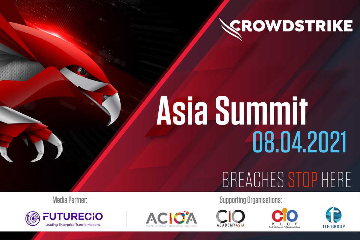 CrowdStrike's tweet photo. Join business leaders from @CrowdStrike, @EYnews Technology Consulting and @proofpoint at the CrowdStrike Asia Virtual Summit for an engaging discussion on the #ZeroTrust approach to #security. https://t.co/yP1aJ5vyTX #SecurityWithoutBorders #WeStopBreaches #CrowdStrikeAPJ https://t.co/piRg6niQ7q