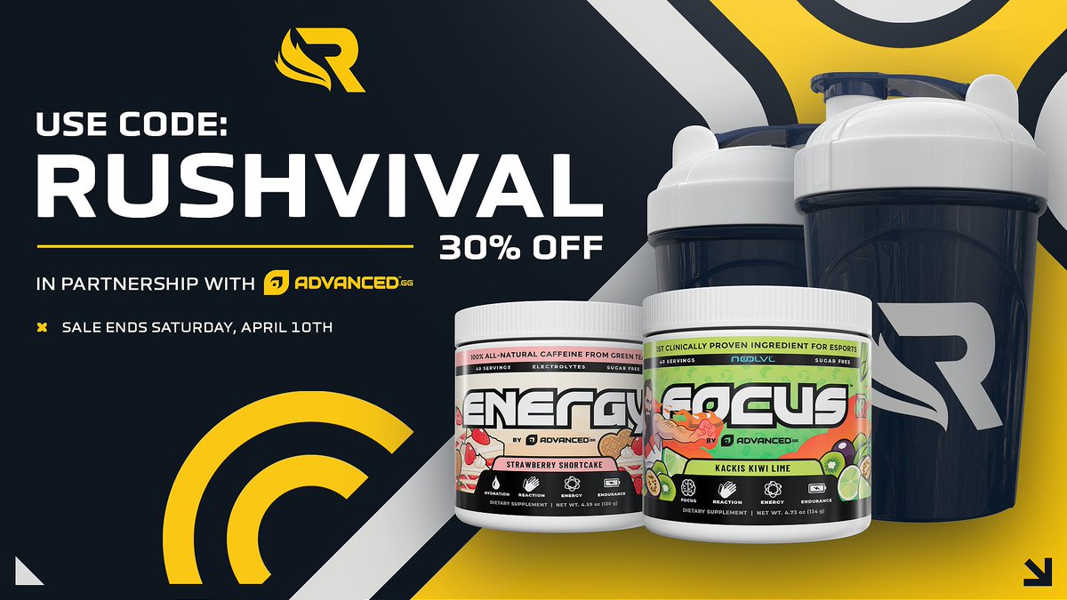 We've been pretty busy lately!

Overwatch March Contenders Championship✔️
League of Legends 2nd place UPL &amp; BIG ✔️

We've been rushing so much our friends <a href="/ADVANCEDgg/">ADVANCED®</a> are celebrating with a code for 30% off with "RUSHVIVAL" this week!

Order here!✨
advanced.gg/?ref=revival