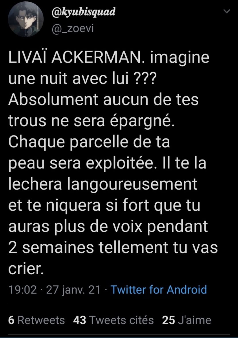 27_nacchi's tweet photo. @_zoevi Tu penses au zizi rien qu'en prononçant le non d'un personnage masculin c'est très très culloté https://t.co/7fGPN5Bdi5