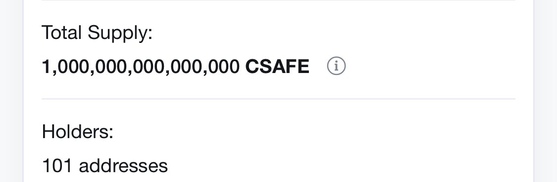 CommunitySafe1's tweet image. Congrats $CSAFE we just crossed 100 holders #BSC  Safe smart contract #Invest please check our pin message for twitter giveaway 111 billion $CSAFE to a lucky winner #giveaways #NFTs #BinanceSmartChain #BNB