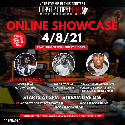 sunnyveeee's tweet photo. Just voted for JCDAPHARAOH  to perform for $50K Prize at #4/28 Judges: A&amp;R at Motown | Grammy Producer | A&amp;R at Atlantic! https://t.co/oR90lo2Iqr #Coast2Coast https://t.co/vp8ghtPN0M