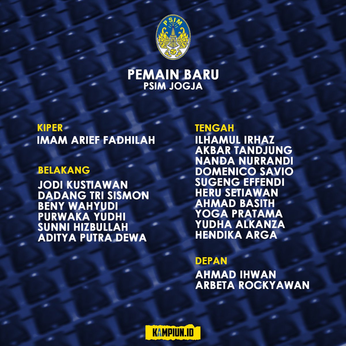 kampiunid's tweet photo. Daftar sementara pemain PSIM Jogja https://t.co/AMcHO6W4i3