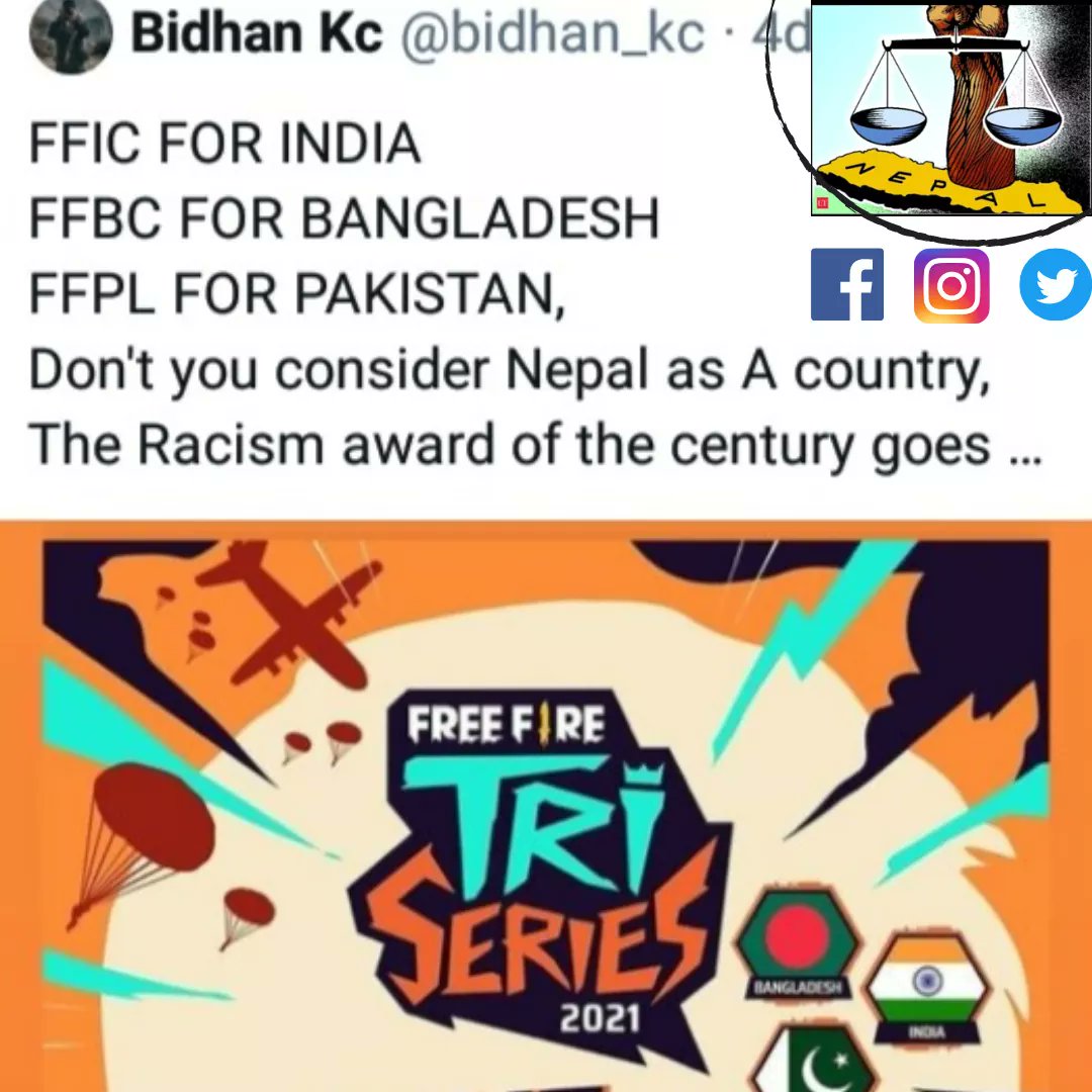 Ajay38906783's tweet photo. #FairPlatformToNepal 
#ShameOnFreeFireIndia
#SeparatetournamentforNepal 
#Racismingarenafreefire 
@Garena @IndiaFreeFire @FreeFireBR @FreeFireMena https://t.co/XNZWpprgEE