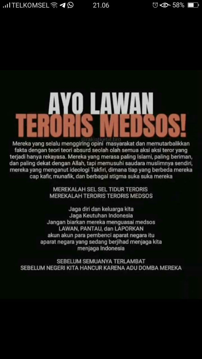 RioOcean1's tweet photo. @HeriW12480806 @__GoldenAngel_ KADRUN TERORIS  ... Yang membela TERORIS pasti kawanx TERORIS  ... HATI2 KAU https://t.co/6sY10Q4QNr