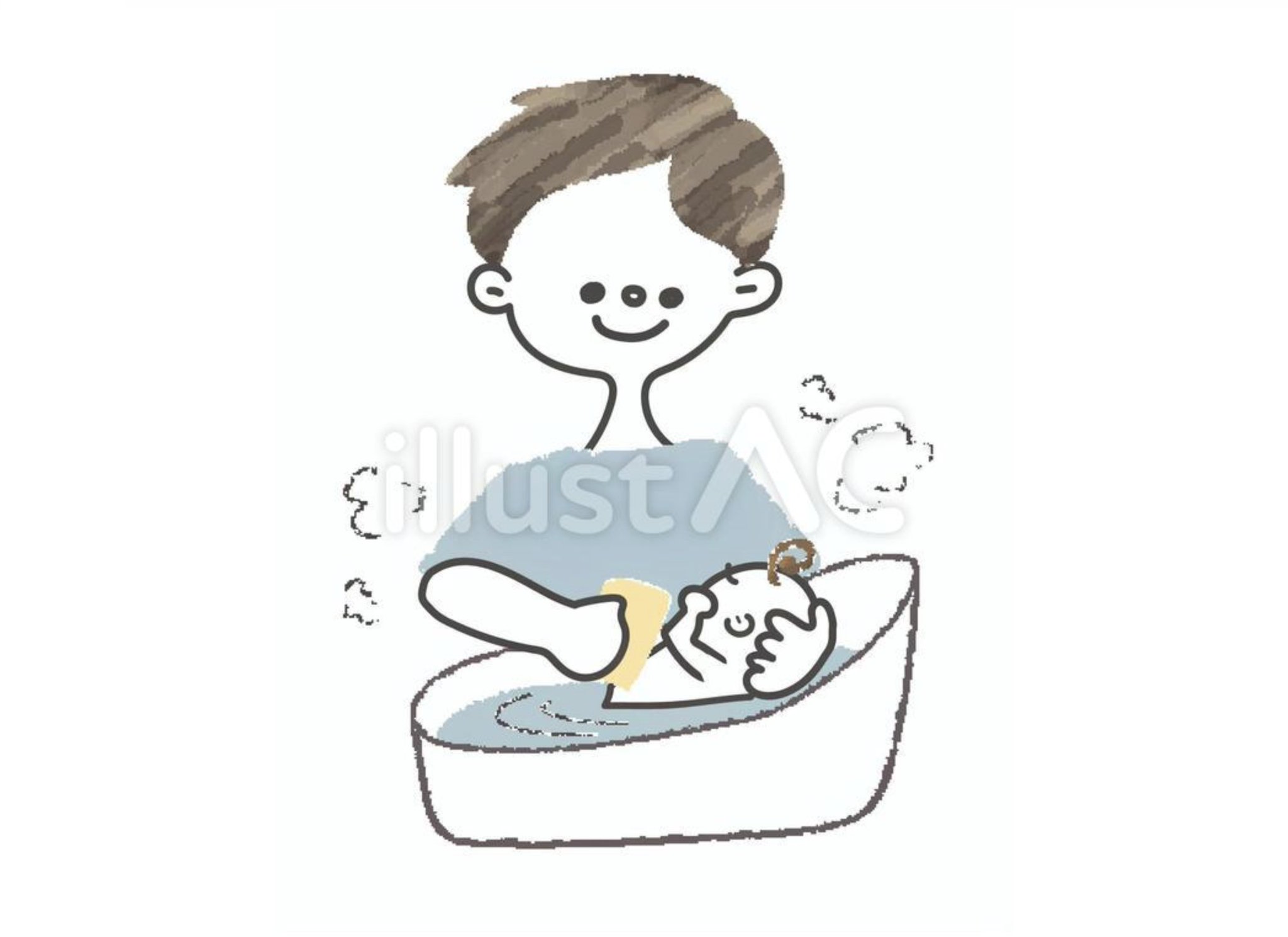 Acワークス株式会社 新着イラストからおすすめをピックアップ 赤ちゃんの沐浴をする男性 手書き風の優しいタッチでいい感じ おむつ替えなどシリーズもあって使いやすそうです T Co Nttvcx46rp イラストac 新着イラスト 無料 フリー素材