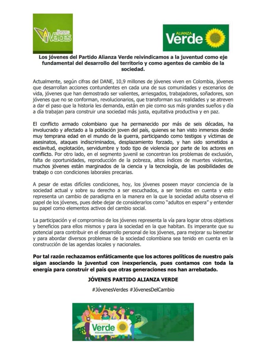 Wilmerlealp's tweet photo. En el ADN del @PartidoVerdeCoL esta la enseñanza del gran Jaime Garzon, “Si ustedes, los jóvenes, no asumen la dirección de su propio país, nadie va a venir a salvarlo. ¡Nadie!”, por ello, muchos hoy asumimos con amor y esperanza el reto de transformar nuestro país. https://t.co/rCXiXKN0Ty