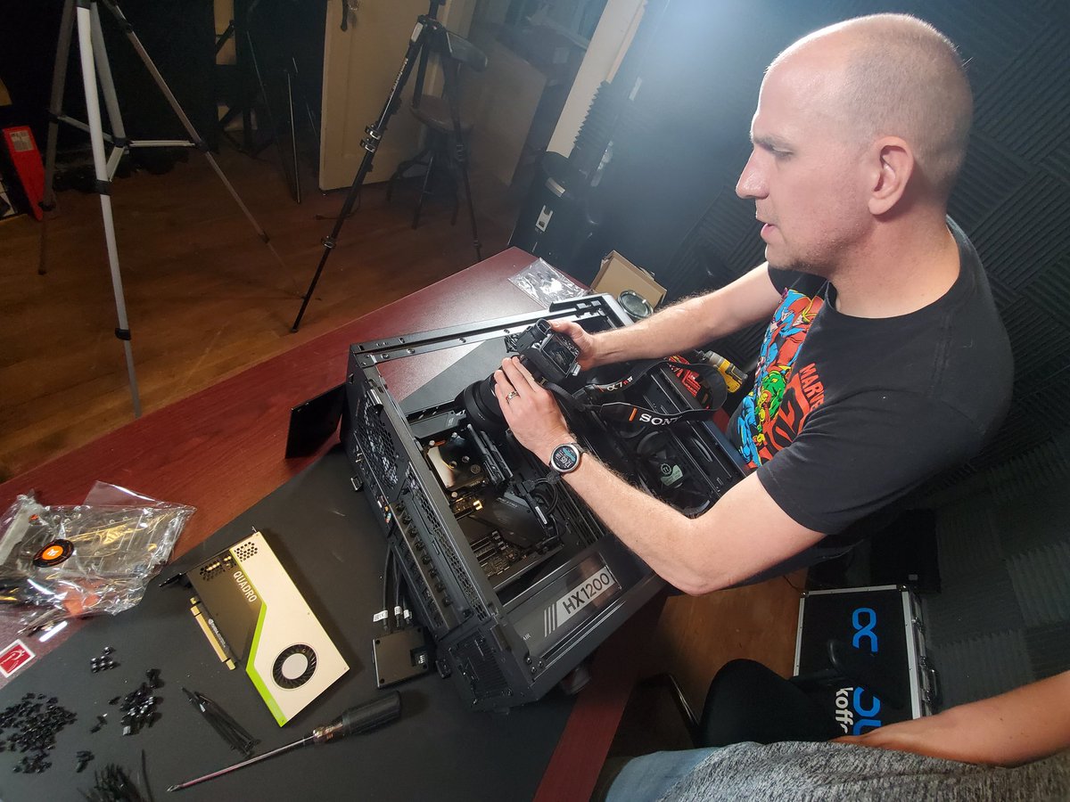 SwaggerjackProd's tweet photo. Denver from #GainesvilleComputerMD building a high-end #EditingPCs at #SwaggerjackStudios.
(For your custom gaming/editing #PCBuilding needs visit them at their website: https://t.co/ywxGJMOK5V)
#Swaggerjack Productions https://t.co/UadmUgvNqp