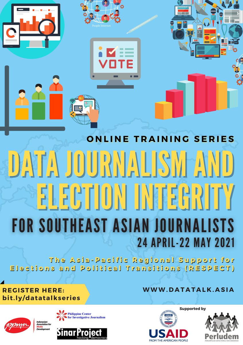 Are you a journalist interested in Electoral Data Journalism? Join our workshop to learn about covering elections more comprehensively using open data. Applications are now open to upcoming series of online workshops with <a href="/infoPPMN/">PPMN</a> <a href="/PCIJdotOrg/">PCIJ</a> <a href="/perludem/">Perludem</a> bit.ly/datatalkseries