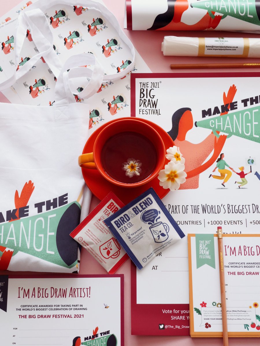 The_Big_Draw's tweet image. Calling all Big Draw Organisers! You can now request your 2021 Welcome Packs 👍 Shout out to the fab @BirdandBlendTea for their tasty tea samples &amp;amp; @ImperialPoly for their compostable bags this year!❤️

There's also a snazzy tote, pencil &amp;amp; other goodies for your upcoming events😊