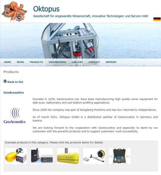 Oktopus Gmbh have recently added the GeoAcoustics product line to their website. If you are based in Germany and need sidescan, bathymetry or sub-bottom profiling systems contact them for more information oktopus-kiel.de/de/home #GeoAcoustics #Oktopus