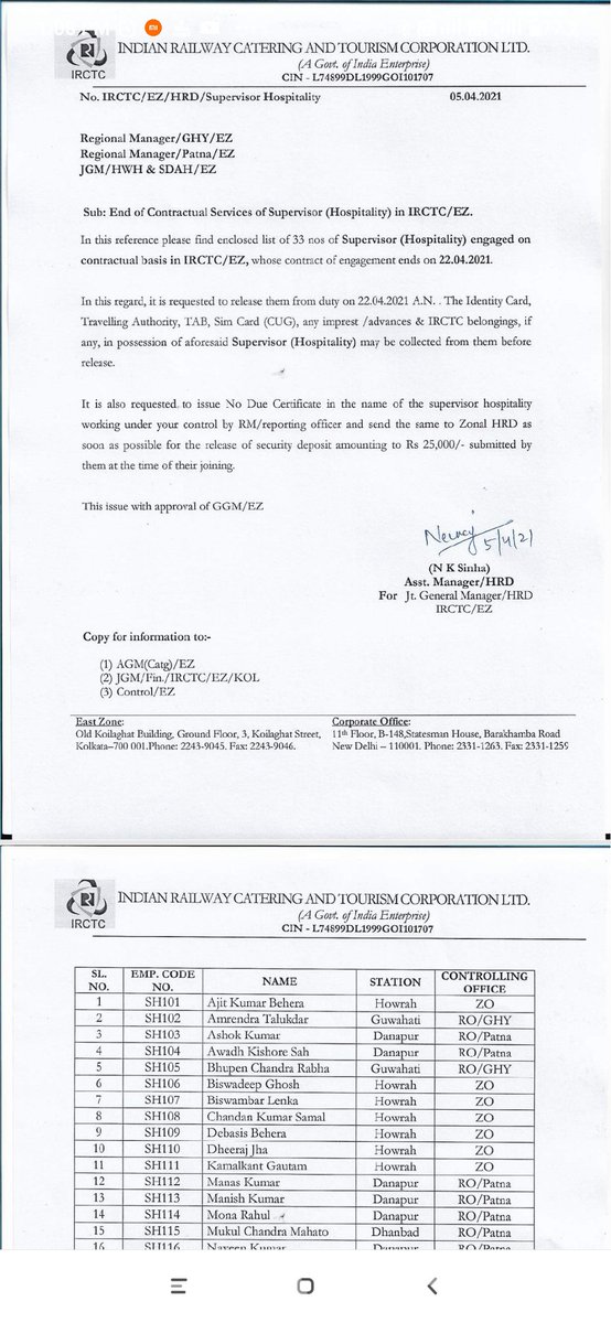 b544c40bf0ed45f's tweet photo. @PiyushGoyal @narendramodi @RailMinIndia 
@ANI @aajtak @htTweets  @RahulGandhi @MamataOfficial 
@NitishKumar @yadavtejashwi 
Pls give some attention on us sir.500+ staff firing by IRCTC.None of u considering us. U'should learn from bihar Govt's contract job,They're hiring contract staff till d age of 60. https://t.co/uX5DszuT1G