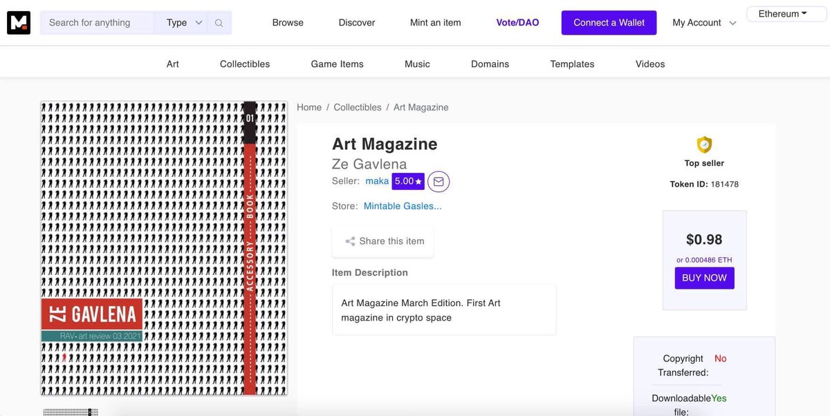 SouthCaucasus's tweet photo. 1/ Press Release: For the first time in #crypto space, the online art journal #ZeGavlena has been tokenized. 

Token ID: 181478 
(Available as a non-fungible token (#NFT))

#MODIGIO #STAMBA #ORIANI #VEREGALLERY #FOTOATELIE #BOOK #collectiblebooks #ARTBOOK https://t.co/z30jkXp1KS
