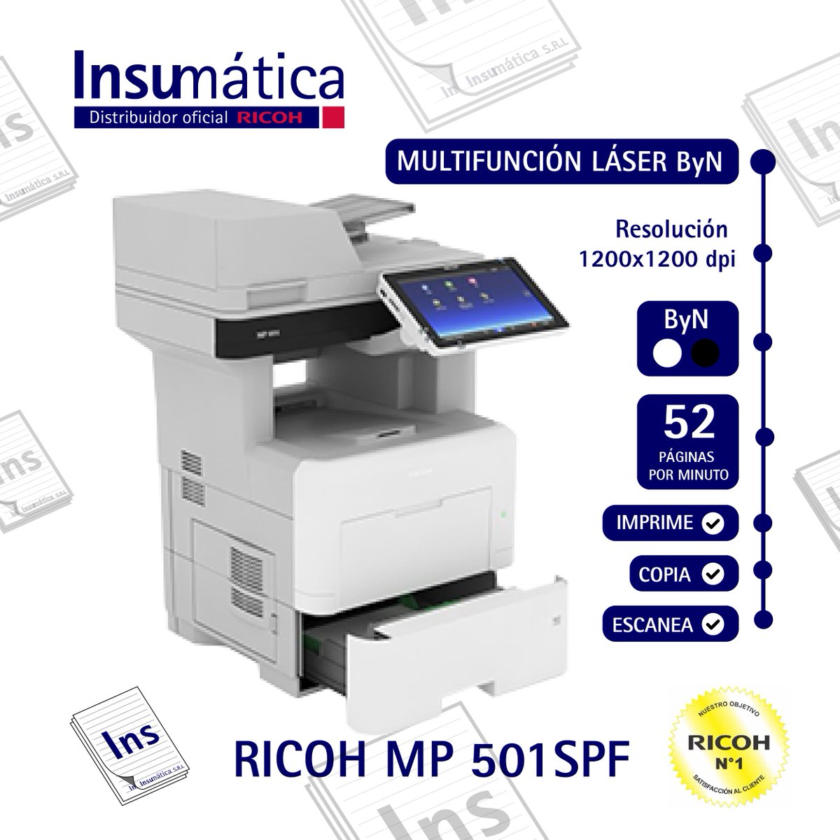 InsumaticaSrl's tweet photo. MP 501 SPF
Impresora multifunción A4 B/N
Copiadora, Impresora, Fax y Escáner
Estado: NUEVO
Servicio de renta con todo incluído
#ricohlatam #impresorasarg #fotocopiadorasargentina
#repuestosargentina #printargentina #printerbuenosaires #photocopierbuenosaires https://t.co/ZlGFlLrPpC