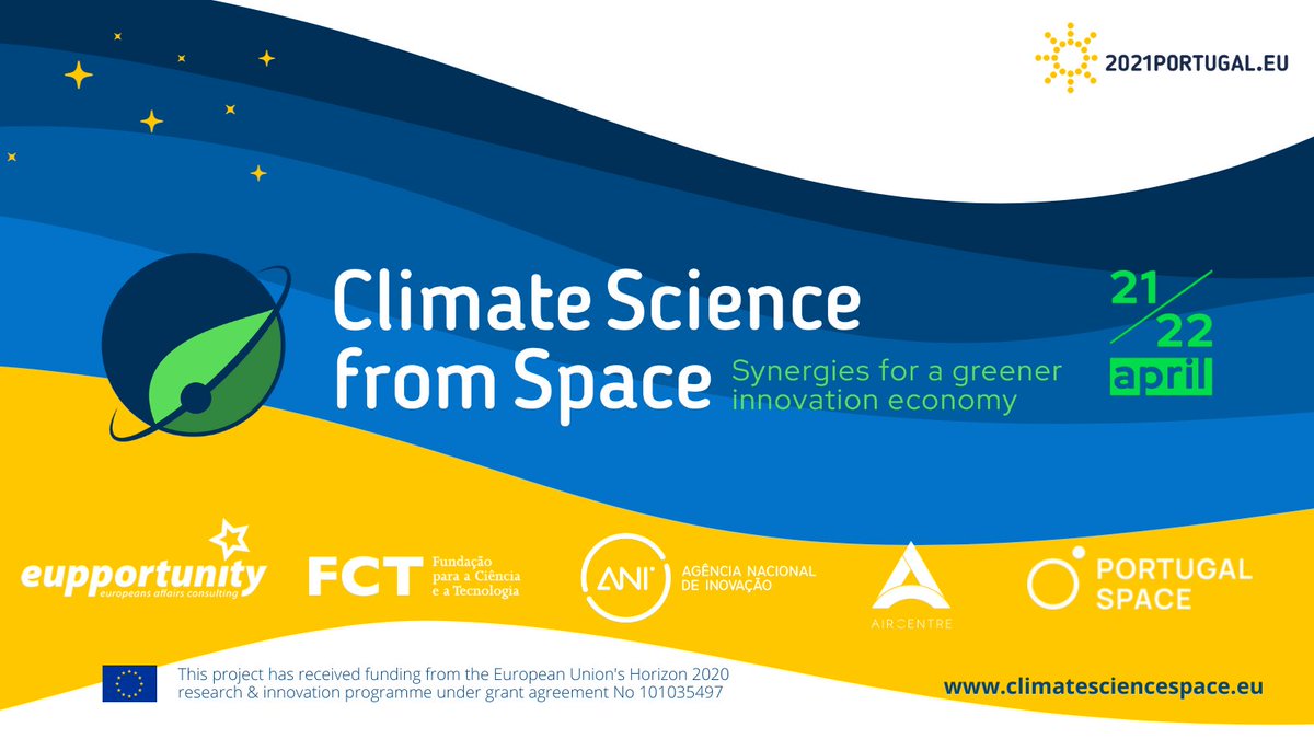 CSS_Conference's tweet image. Free registration at climatesciencespace.eu
This conference will help building bridges linking space and climate ecosystems by showing how space-based systems can improve daily life and contribute to protect our planet.
@EU_H2020  @EU_EASME @2021PortugalEU #ClimateScienceSpace