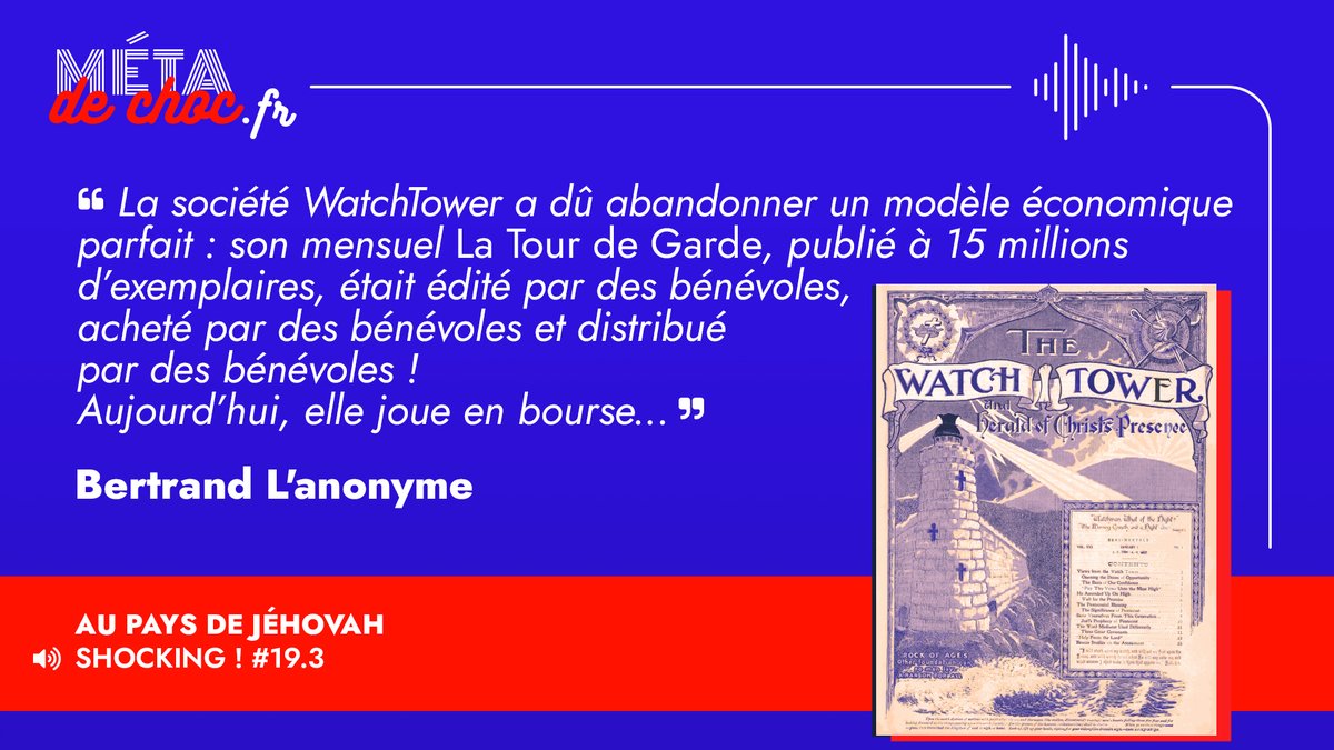 ChocMeta's tweet image. Le “monde“ peut finalement avoir des aspects profitables.

Une série à retrouver sur toutes les applis : metadechoc.fr/tree.
Bonne écoute, bonne réflexion !
#Jéhovah #Jehovah #JehovahsWitnesses #podcast #déconversion #WatchTower #BusinessModel #presse #revue #secte #religion