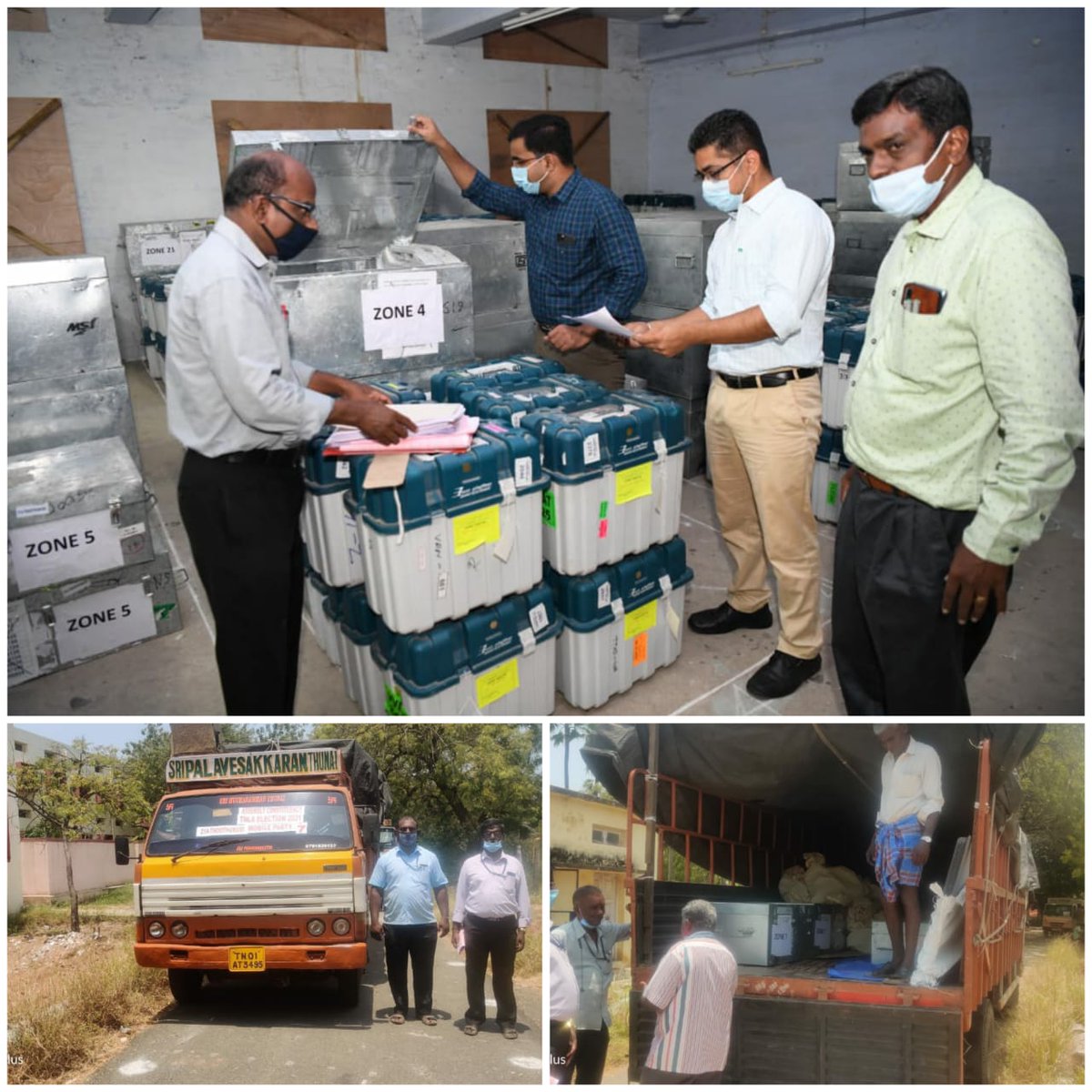 CollectorTuty's tweet photo. Thoothukudi Assembly Constituency Polling materials have been segregated PS wise along with randomized EVMs are being dispatched to the respective PS through zonal officers.#PrePollActivities #Thoothukudi @TNElections2021 @TNelectionsCEO
@spokespersonECI @ECISVEEP @rajivkumarec https://t.co/TpIrEPCCp7