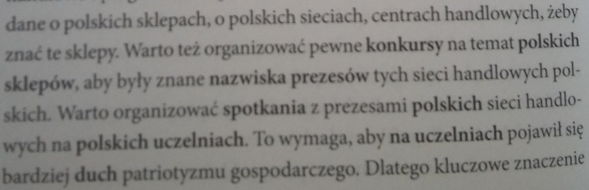 Autor postuluje organizację wśród młodzieży szkolnej konkursów tak, aby znały one nazwiska prezesów polskich sieci handlowych.