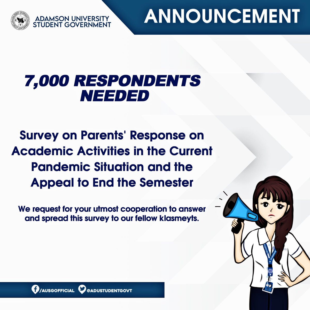 AdUStudentGovt's tweet photo. As we continue to fight for the student's rights and voice their concerns to the administration, the AUSG would also like to hear the parents' opinions regarding the current situation and our appeal to end the semester.
https://t.co/HDCtvE1HjN
#SoaringBeyondBorders https://t.co/BMQ4z6txb7