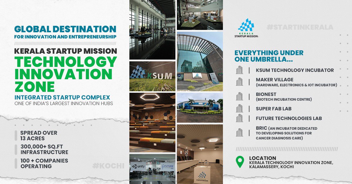 startup_mission's tweet photo. One of India's largest innovation hubs, the #ISCKochi at #TechnologyInnovationZone offers many growth opportunities for startups in Kerala.
https://t.co/AyCkVaHw9p
#KSUM #Kerala #Startup #Startups #Kochi #StartInKerala #MondayMotivation https://t.co/cAJOu0tqss