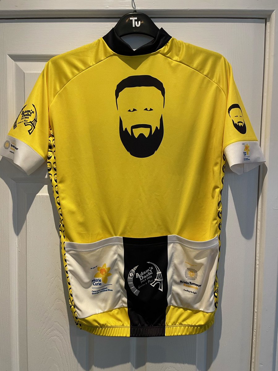 AdamsDash1's tweet photo. What you do you think of the “Adam’s Dash” Cycling team? The photo shows where the idea came from. The logo on a wall at Frankfurt Motor Show gave David the idea. Huge thanks to Endura for the design. They are awesome!
#adamsdash
#mariecurie
#braintumourrsch
#enduracustom https://t.co/JajQd7M7wP
