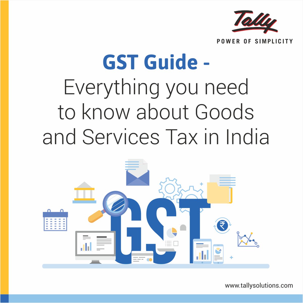 tallysolutions's tweet photo. Presenting our all new GST Guide!

Over the last 4 years, we have been humbled to see your response to the GST blogs we have written. Happy to compile all that into a comprehensive, simple &amp; quick GST Guide!

https://t.co/wHft7RcA4N

Happy Reading!

#BusinessGuides #GSTGuide #GST https://t.co/2li59wvSOA