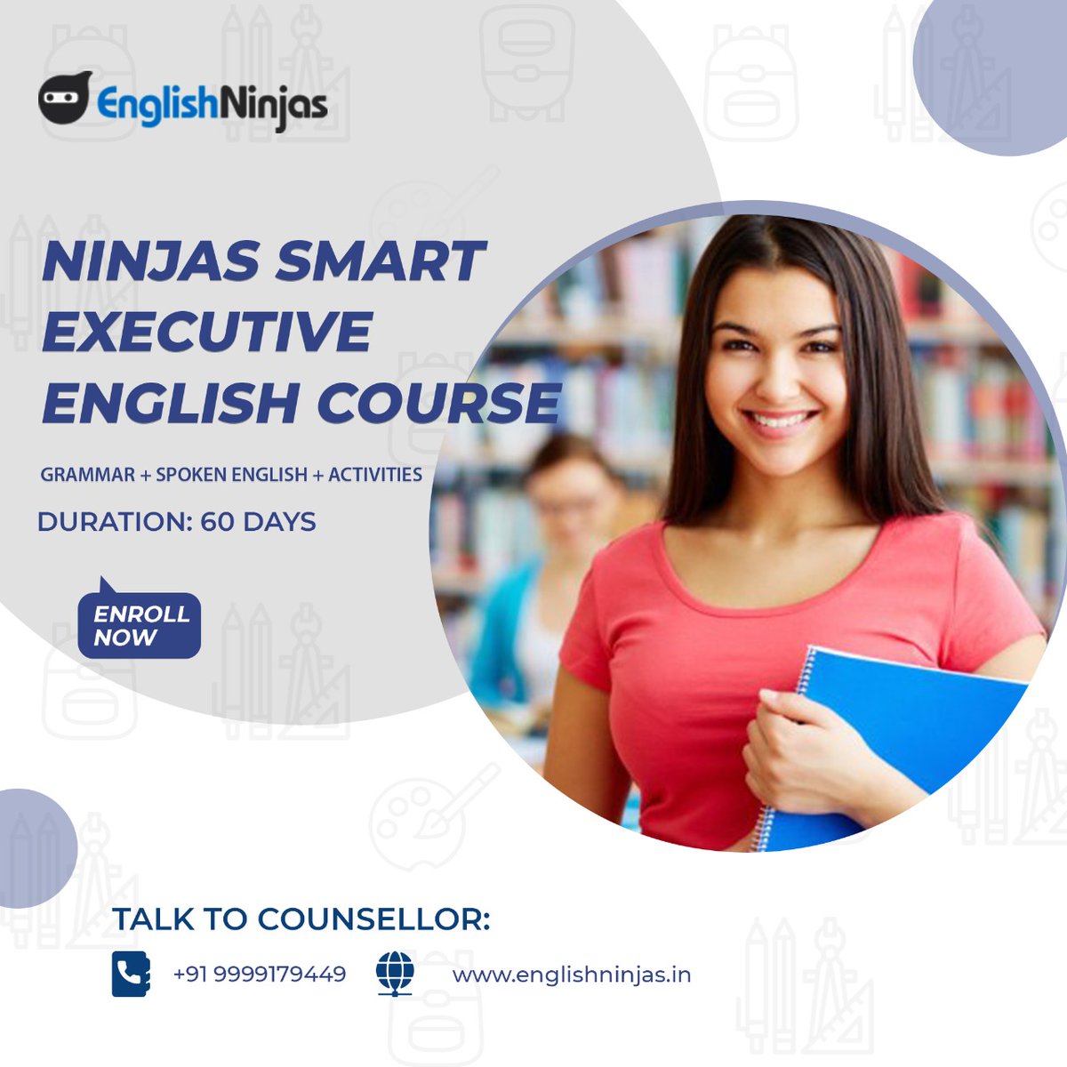 EnglishNinjasIN's tweet image. Join : Ninjas Smart Executive English Course

☑ Grammar
☑ Spoken English
☑ Activities
☑ Duration: 60 days

👉 Talk to Counselor: +919999179449
👉 Visit: englishninjas.in

#englishspeaking #smartenglish #englishspeakingcourse #englishninjas