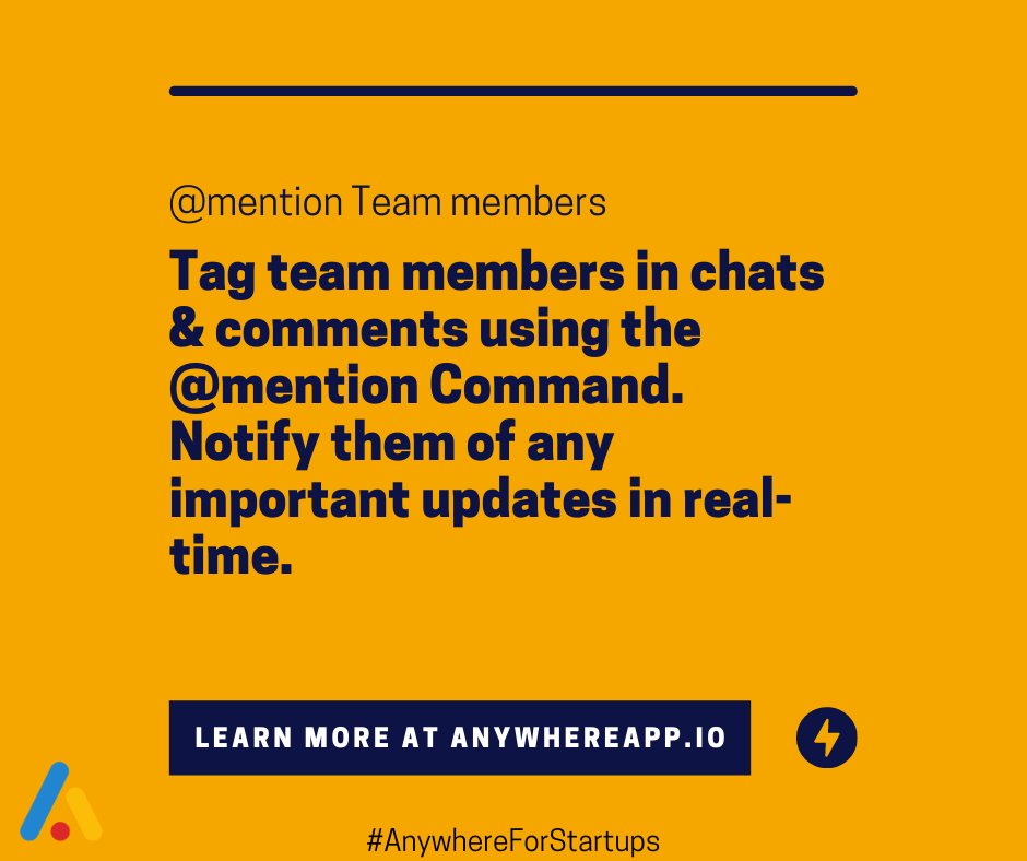 AnywhereAppIO's tweet photo. Tag your team members in comments and chat with the @command, making it easier to notify them of any critical updates.
Visit our site to find out more https://t.co/BBJf0YPe6y
#RemoteTeams #WorkFromAnywhere #WorkWithAnywhere #ProjectManagement #Startups #AnywhereForStartups https://t.co/8NDDp2bHyj