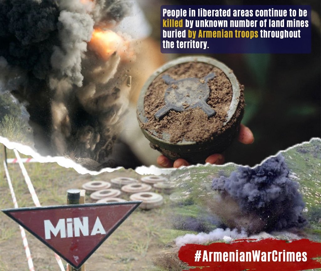 The fact that Armenia doesn't give minefield maps to the Azerbaijani side is a war crime. #ArmenianWarCrimes #IMAD2021 #FreeUsFromLandMines <a href="/Youth_Forum/">European Youth Forum</a>
<a href="/RSF_inter/">RSF</a>
<a href="/oscepa/">OSCE PA</a>
<a href="/osce_odihr/">OSCE/ODIHR</a>
<a href="/CommissionerHR/">Commissioner for Human Rights</a>
<a href="/ECHR_CEDH/">ECHR CEDH</a>
<a href="/CrisisGroup/">Crisis Group</a>
<a href="/nhc_no/">Norwegian Helsinki Committee</a>
<a href="/HRHFoundation/">Human Rights House Foundation</a>
@CoE_HRightsRLaw