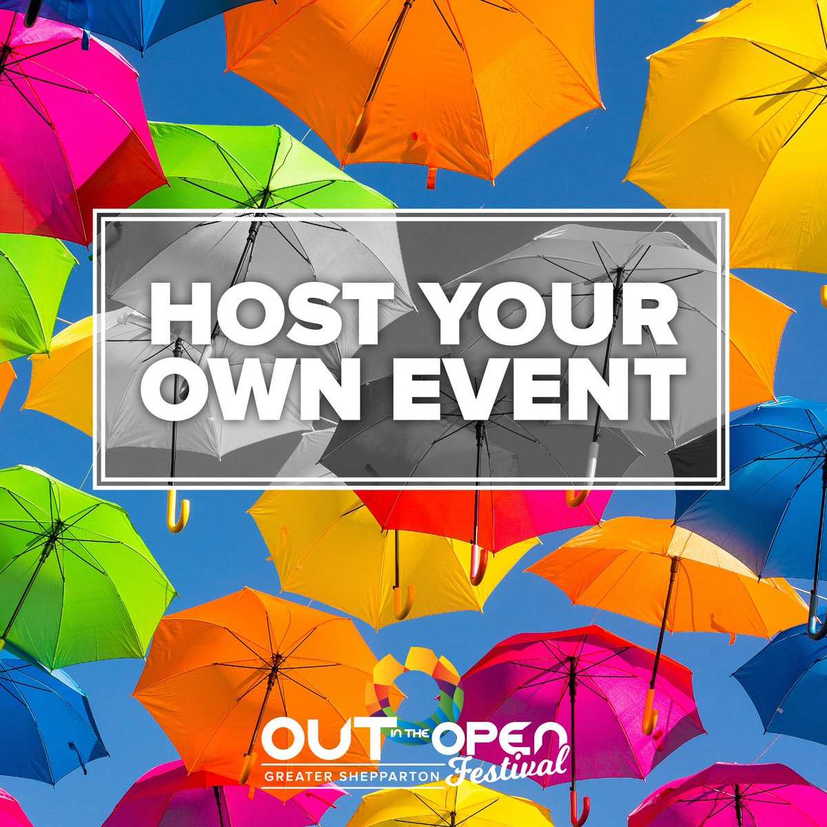 Want to host your own event as part of OUTintheOPEN Festival Shepparton (28 Oct – 7 Nov 2021)?! 

Head here to apply.. outintheopen.org.au/host-your-own-…

#outintheopen #oito2021 #pride #festival #inclusion #communitypride #celebrate